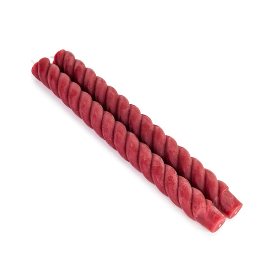 Red Rope Taper Candle Set - 10 Inch