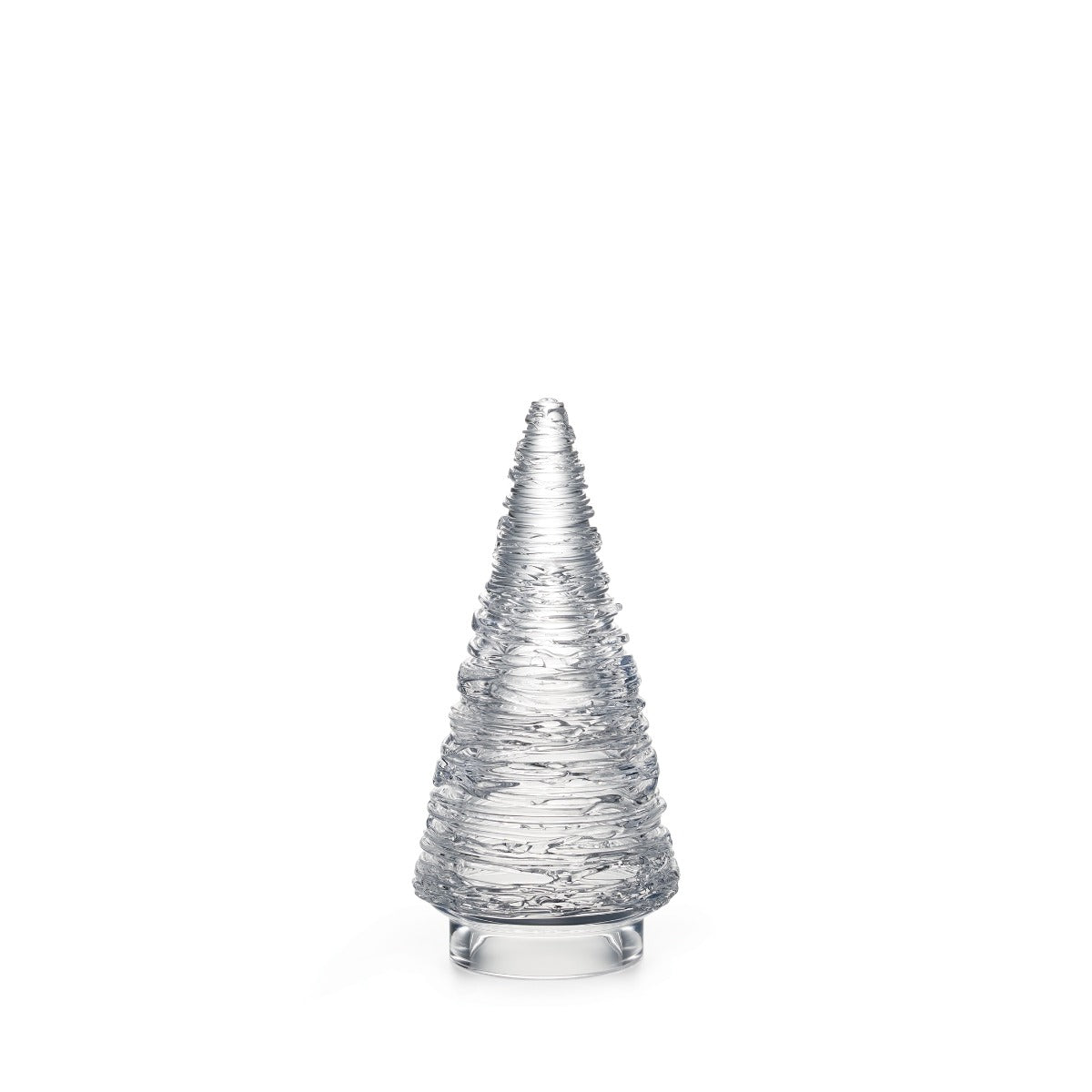 Glass Christmas tree figurine on a white background.
