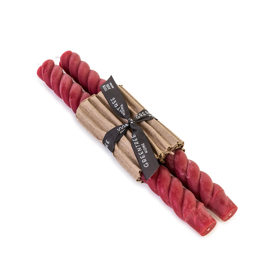 Red Rope Taper Candle Set - 10 Inch