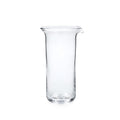 Clear glass bar pitcher with tall cylindrical body and pouring spout.