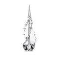 Clear glass evergreen tree sculpture with twisted spiral design and pointed top.