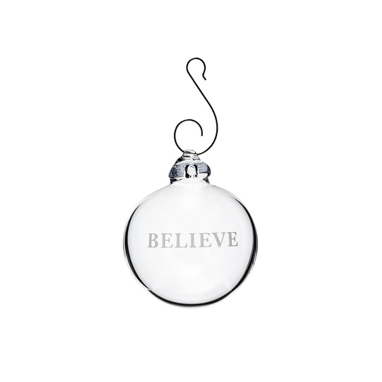 Engraved "Believe" Round Ornament in Gift Box view 1