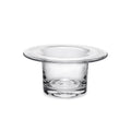 Clear glass hurricane vase with wide flared rim and tapered cylindrical body.