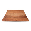 Square cherry wood serving platter with slightly curved edges and natural grain patterns.