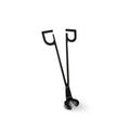 Black metal wick trimmer with two curved cutting heads and long handle.