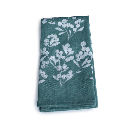 Silver Berry Green Linen Napkins - Set of 4 view 2