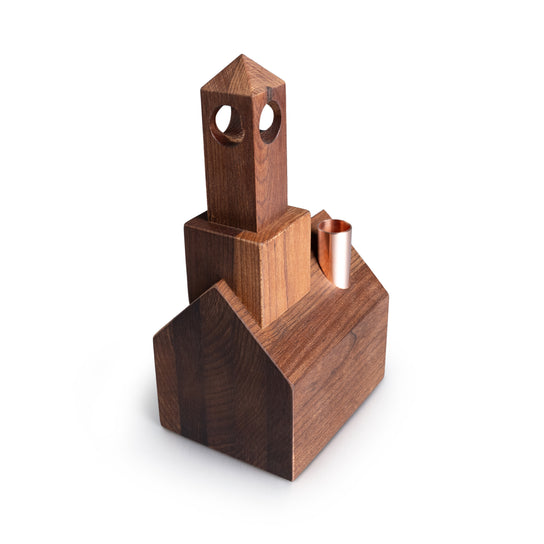 Wooden Church Candlestick Holder view 1