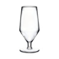 Clear glass beer glass with tapered bowl, narrow stem, and circular base.