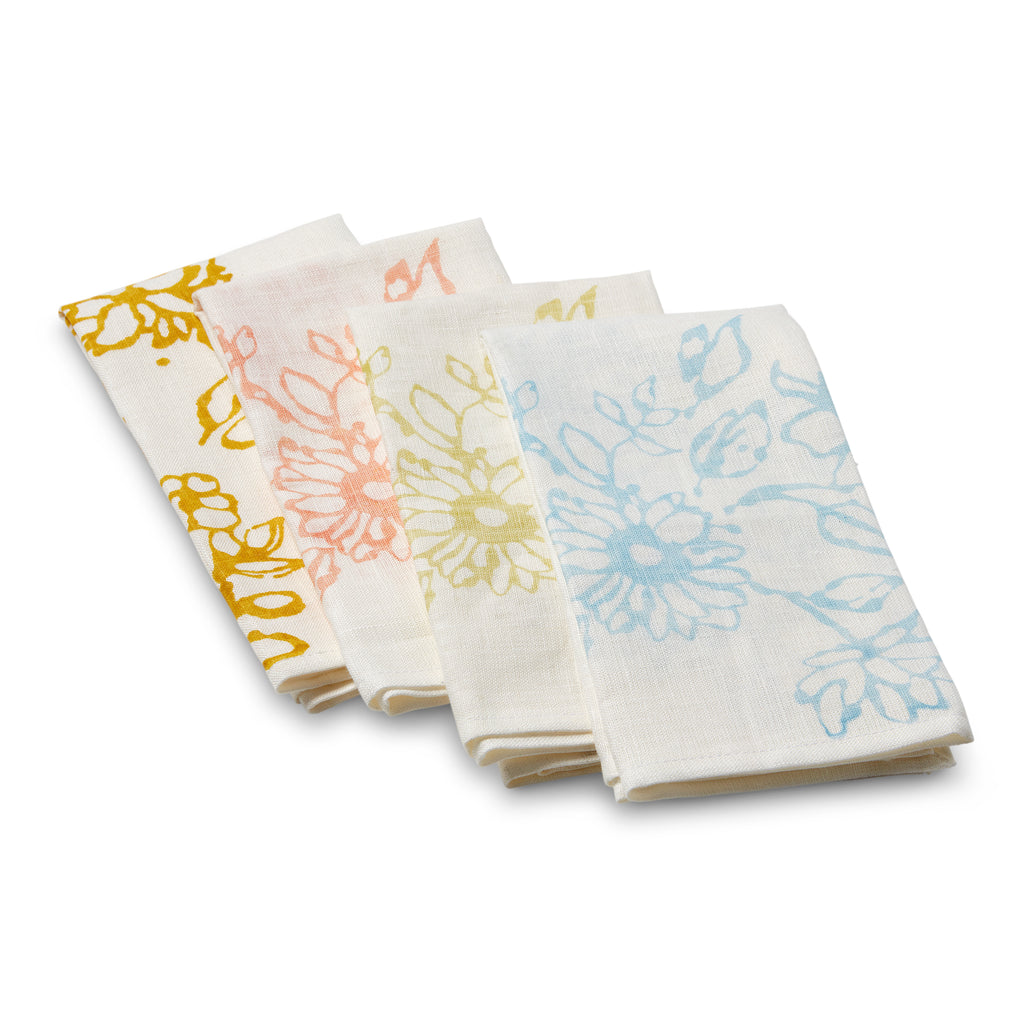 Multicolor Daisy Linen Napkins - Set of 4 view 1