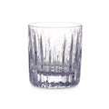 Clear double old-fashioned glass with vertical cut crystal pattern around the sides.