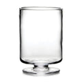 Clear glass hurricane vase with straight cylindrical sides and pedestal base.
