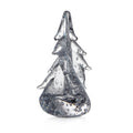 Clear glass tree sculpture with twisted branches and bubble texture details throughout.