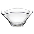 Clear glass bowl with curved sides and a wide flared rim.