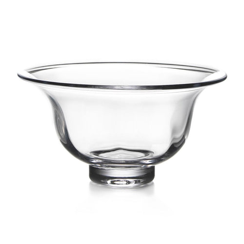 Clear glass bowl with flared rim and pedestal base.