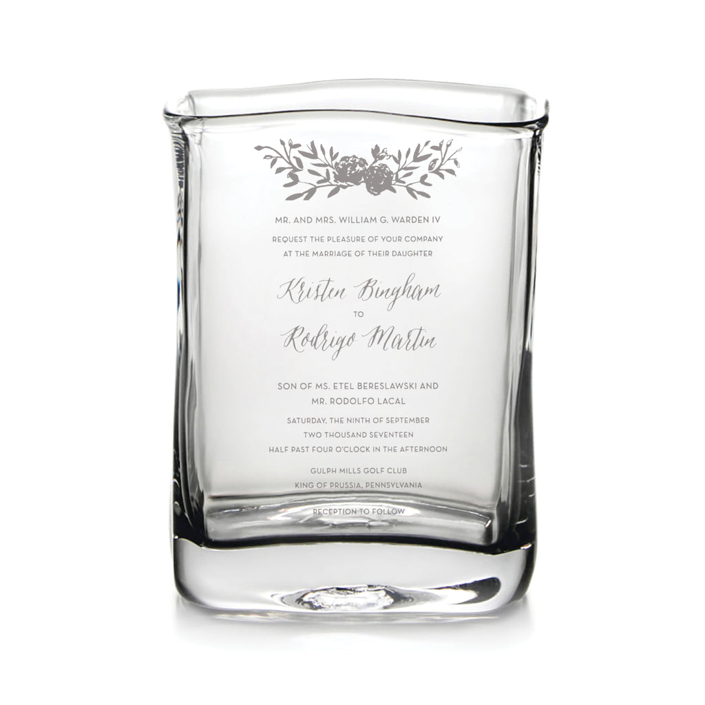Engraved Weston Vase - L with Wedding Invitation view 1