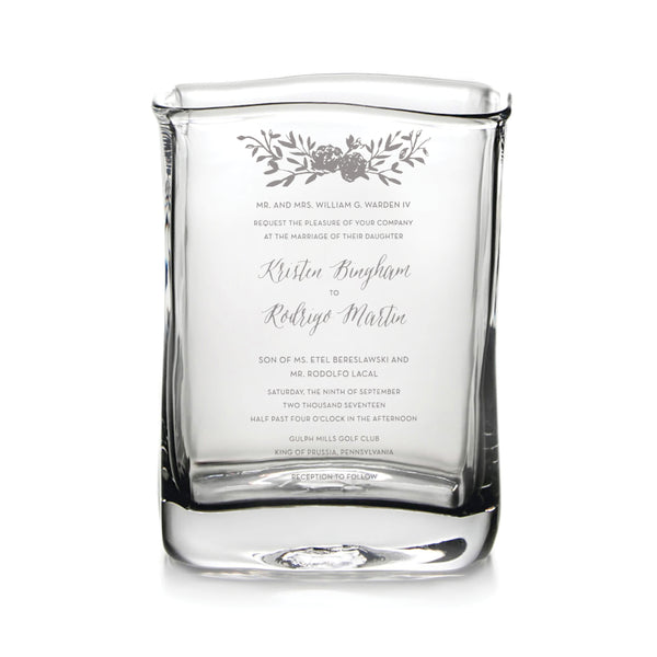 Engraved Weston Vase - L with Wedding Invitation view 1