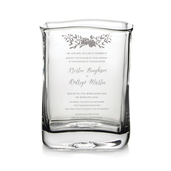 Engraved Weston Vase - L with Wedding Invitation view 1