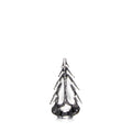 Clear glass evergreen tree figurine with pointed branches and a wide base.