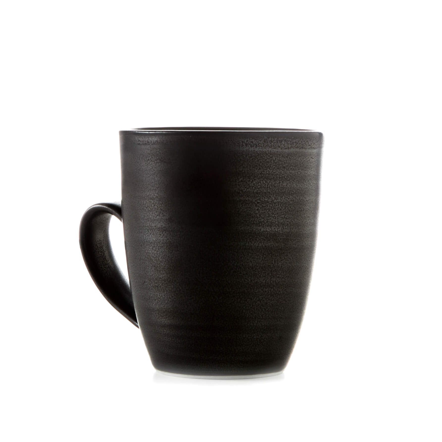 Dark slate ceramic mug with handle and matte finish.