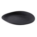 Dark slate gray plate with a shallow rim and matte textured surface.
