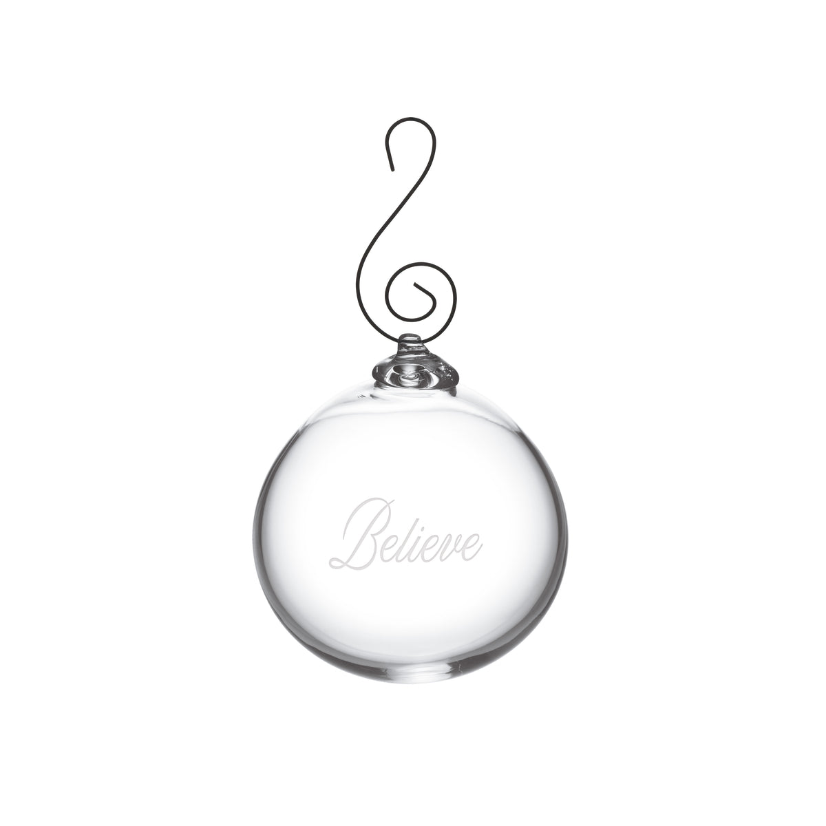 Engraved "Believe" Round Ornament in Gift Box