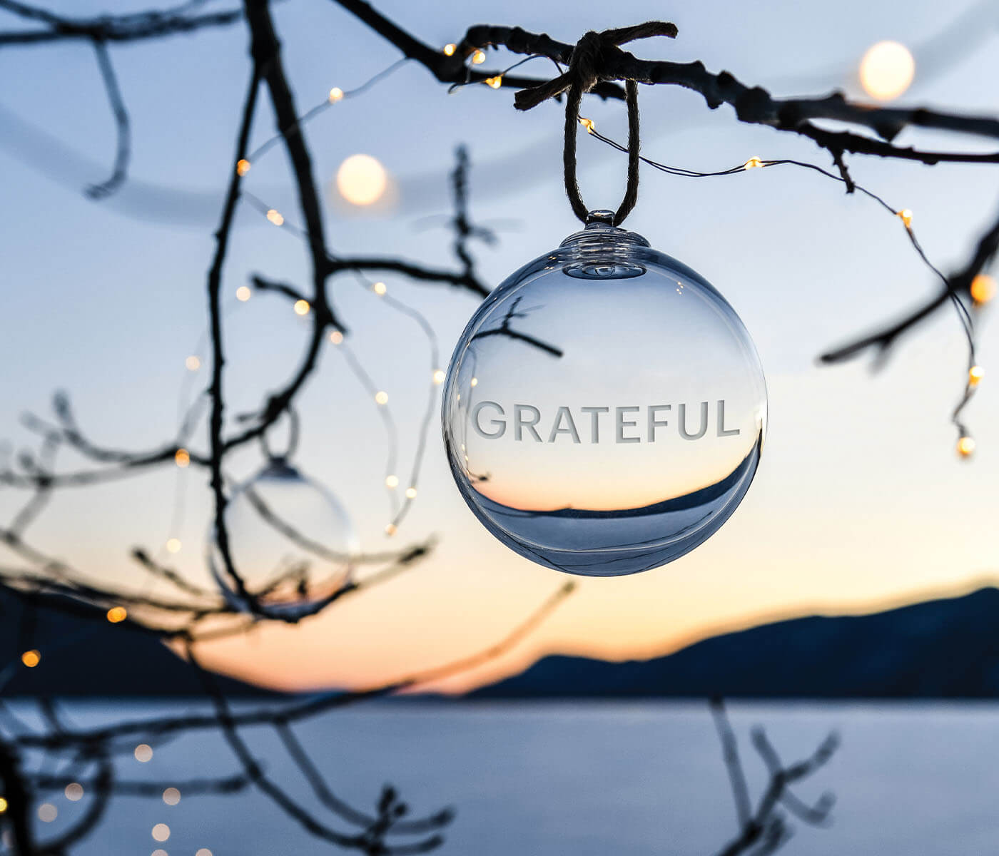 Engraved "Grateful" Round Ornament