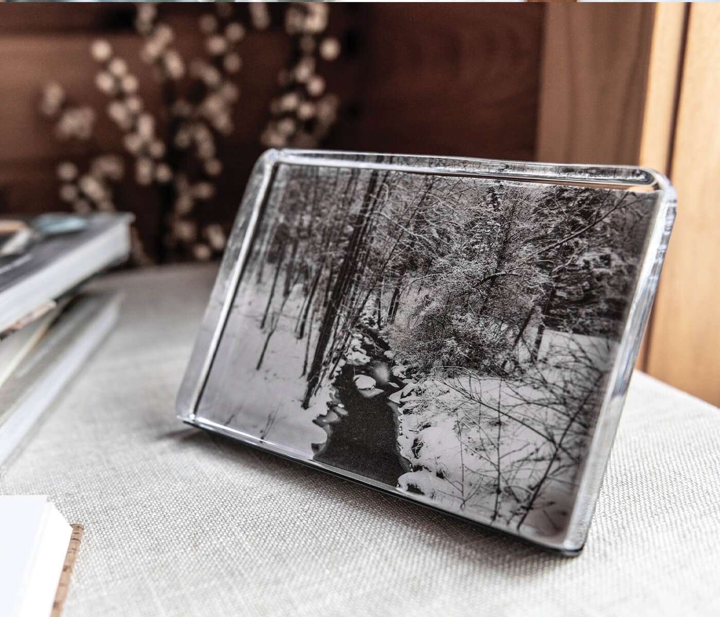 Simon Pearce Woodbury Photo Block | Handblown Glass