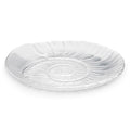 White oval platter with embossed spiral shell pattern and textured rim.