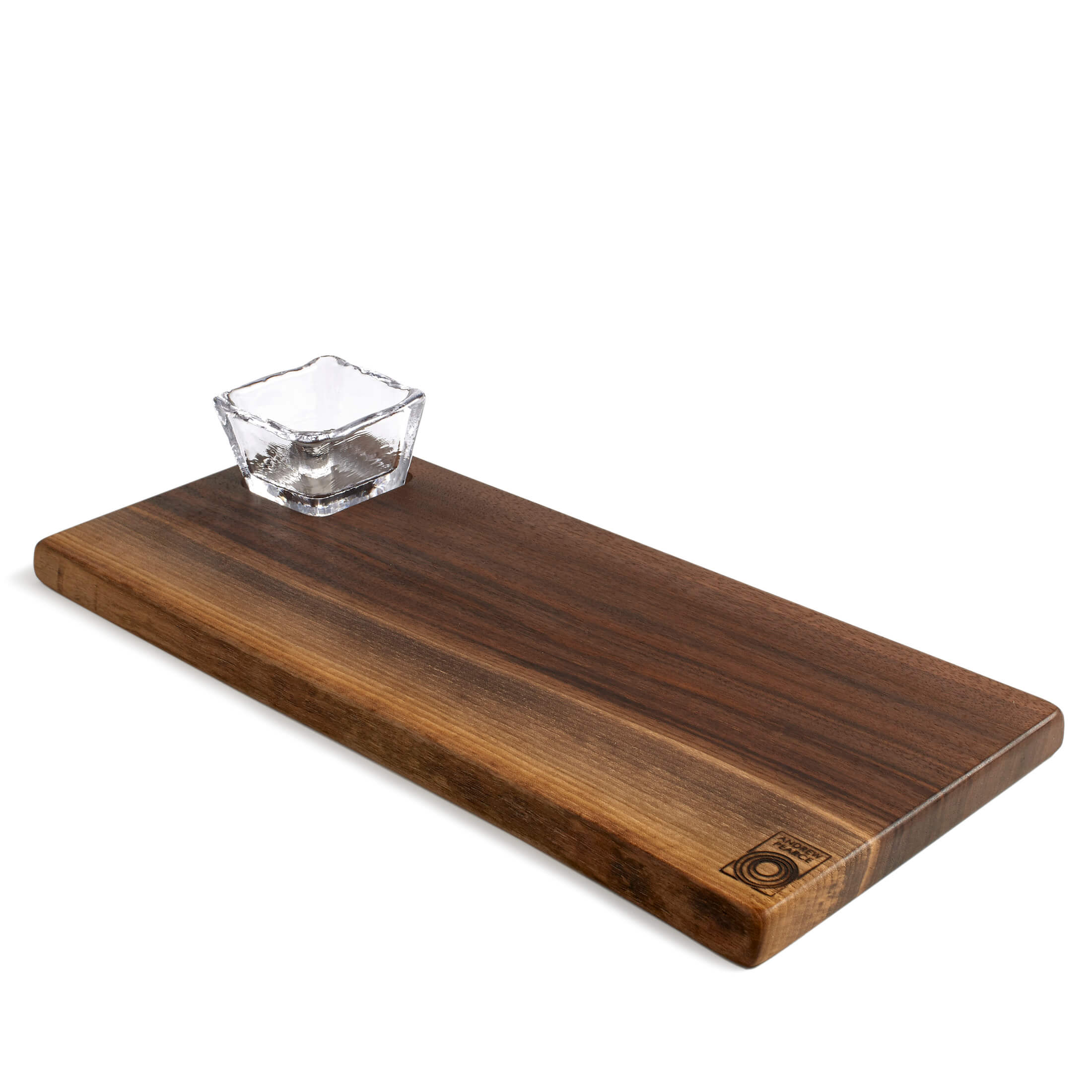 Live Edge Board + Glass Bowl Set — Black Walnut