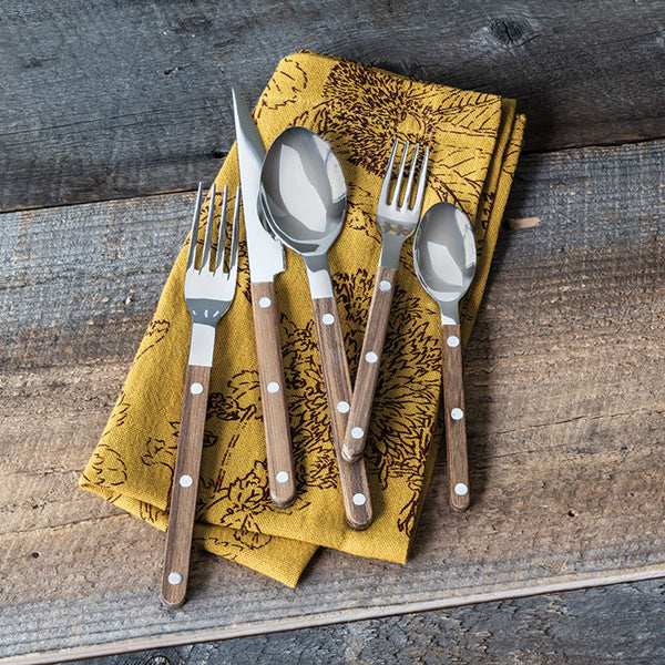 Teak Handle 5-Piece Flatware Setting view 2