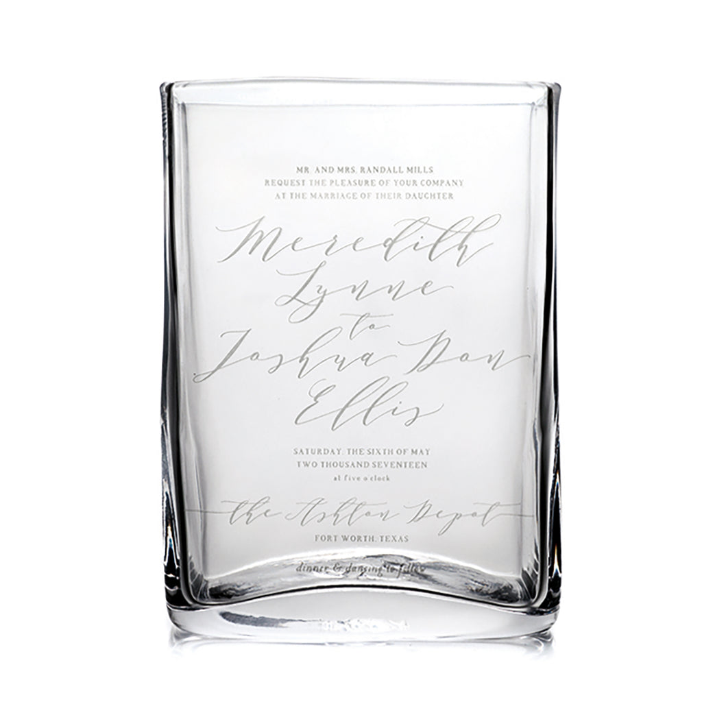 Engraved Weston Vase - L with Wedding Invitation view 1