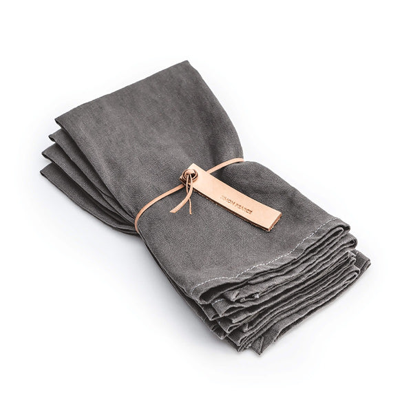Hemmed Linen Napkins, Set of 4 — Grey view 1