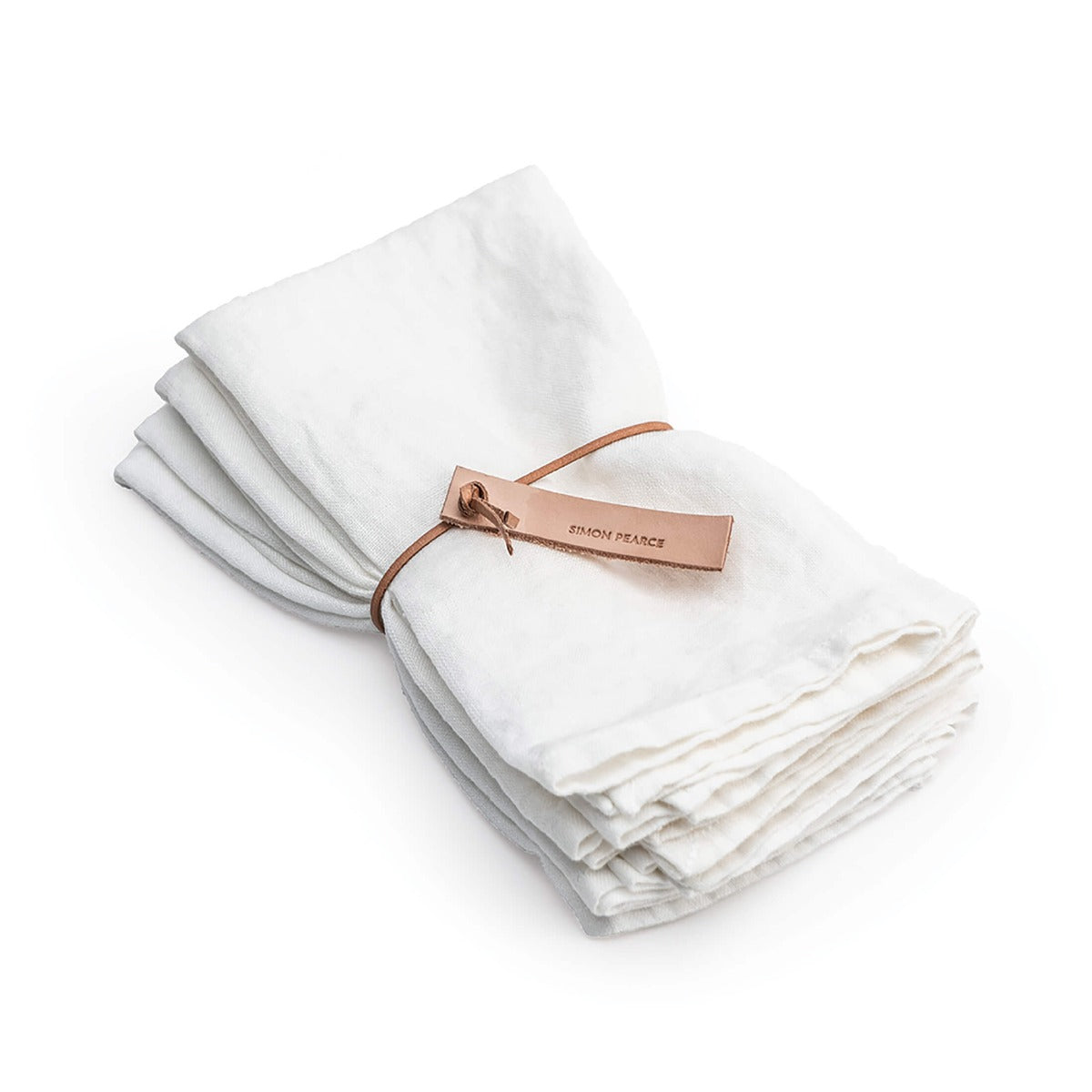 White Hemmed Linen Napkins - Set of 4