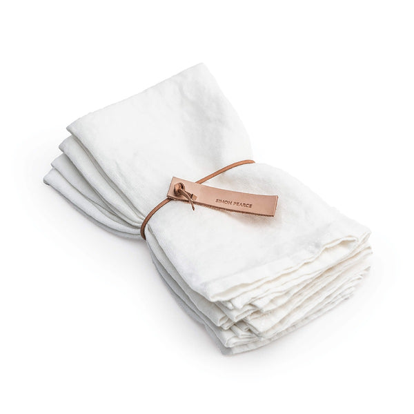 White Hemmed Linen Napkins - Set of 4 view 1