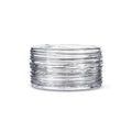 Clear glass bowl with horizontal rippled texture bands around the exterior.