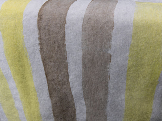 Yellow and Grey Stripe Linen Runner - 67 Inch view 2