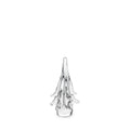 Clear glass decorative tree figurine with pointed top and layered petal-like branches.