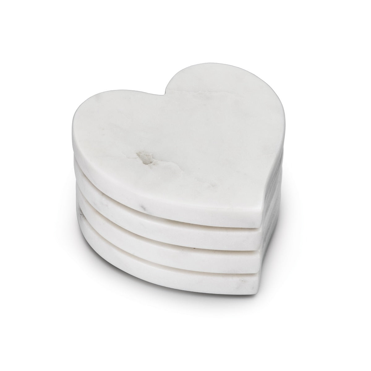 Marble Heart Coasters , Set of 4 — White