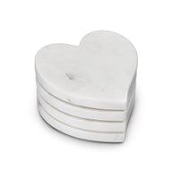 Heart Coasters, Set of 4 — White Marble view 1