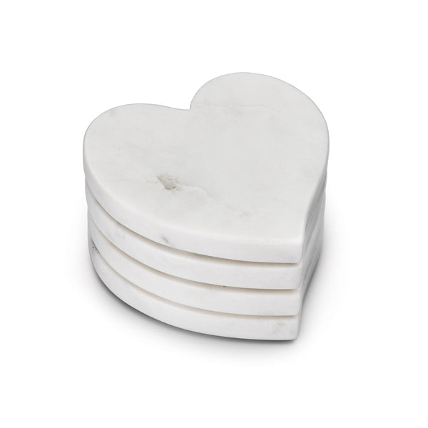 Heart Coasters, Set of 4 — White Marble view 1