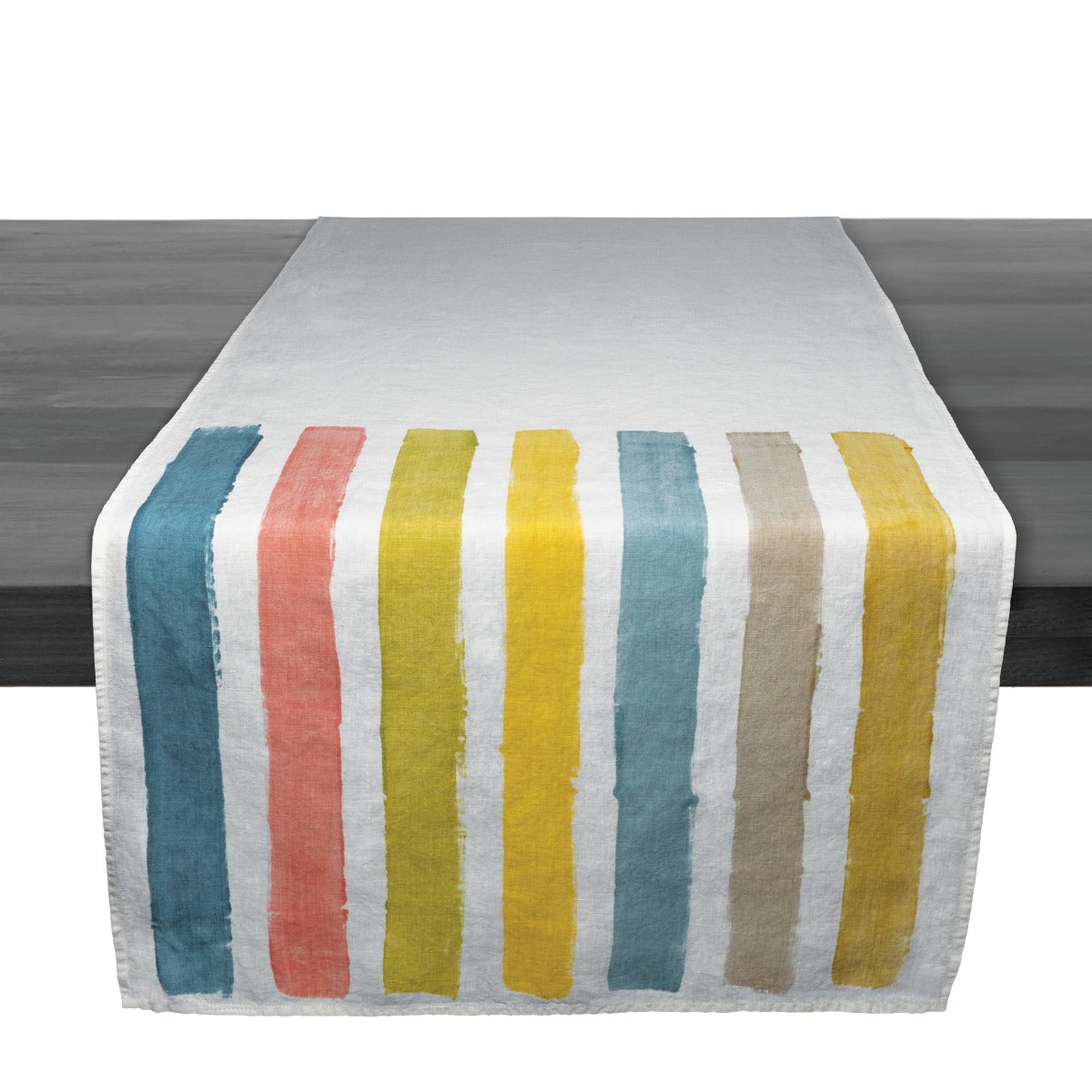 Spring Multi Stripe Linen Runner - 67 Inch