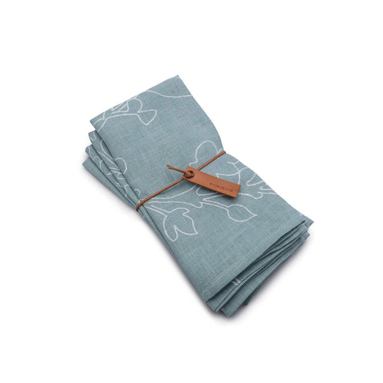 Teal Floral Linen Napkins - Set of 4 view 1