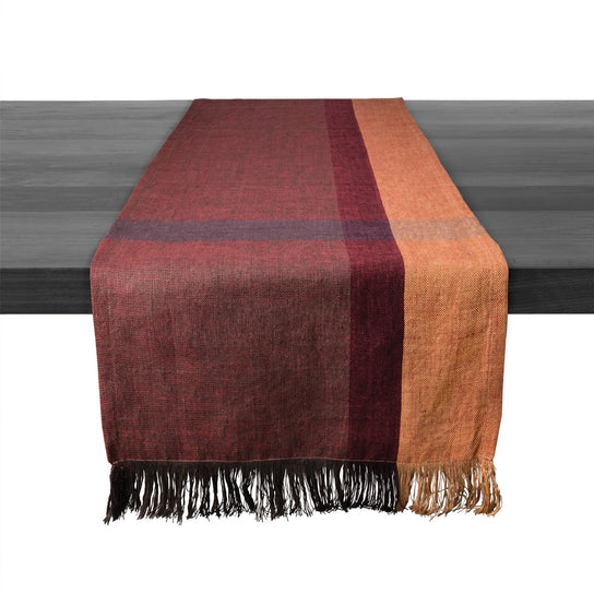 Rose Wine Plaid Linen Runner - 90 Inch view 1