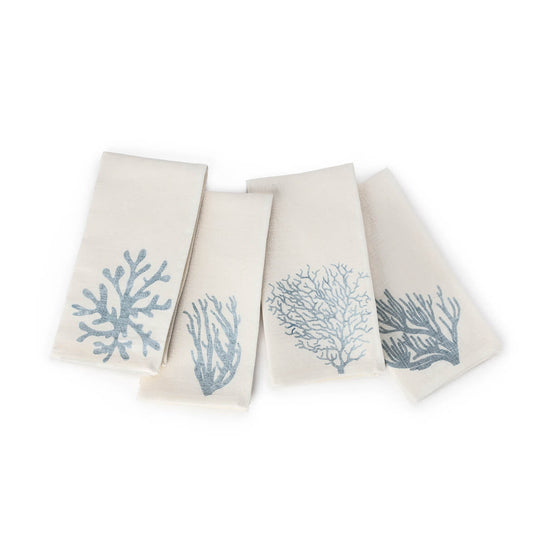 Linen Napkins, 18 Inch, Set of 4 — Blue Coral Print view 2