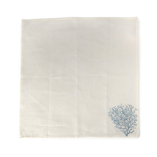 Linen Napkins, 18 Inch, Set of 4 — Blue Coral Print view 3