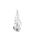 Clear glass evergreen tree figurine with twisted branches and a rounded base.