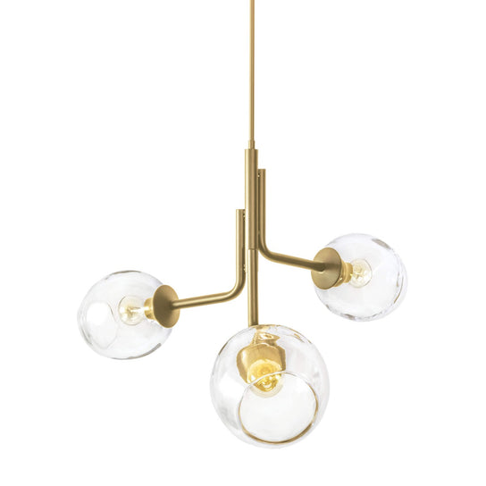 Caledonia Chandelier with 3 Globes – Modern Brass