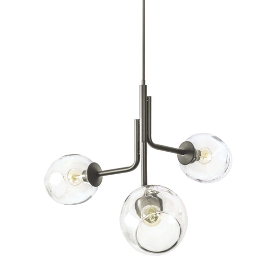 Caledonia Chandelier with 3 Globes – Natural Iron