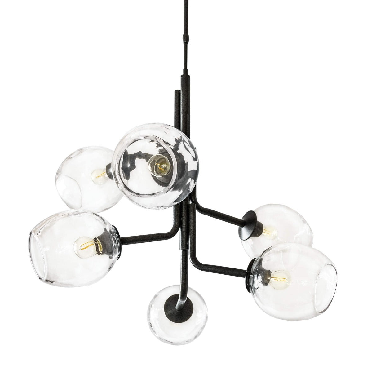 Caledonia Chandelier with 6 Globes – Black