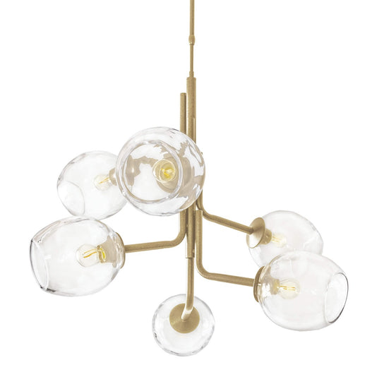 Caledonia Chandelier with 6 Globes – Modern Brass